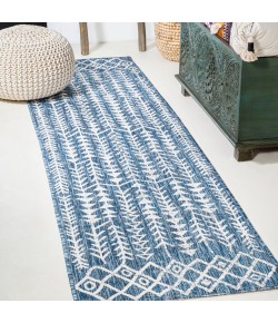 Jonathany Santa Monica SMB132C Blue/Ivory Area Rug 2 ft. 2 in. X 10 ft. Runner