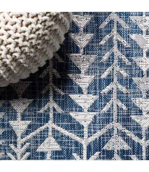 Tokay Bohemian Geometric Blue/Ivory 2 ft. x 10 ft. Indoor/Outdoor Runner Rug