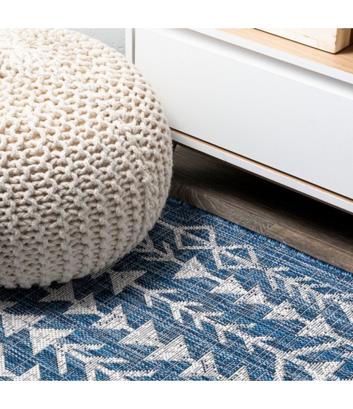 Tokay Bohemian Geometric Blue/Ivory 2 ft. x 10 ft. Indoor/Outdoor Runner Rug
