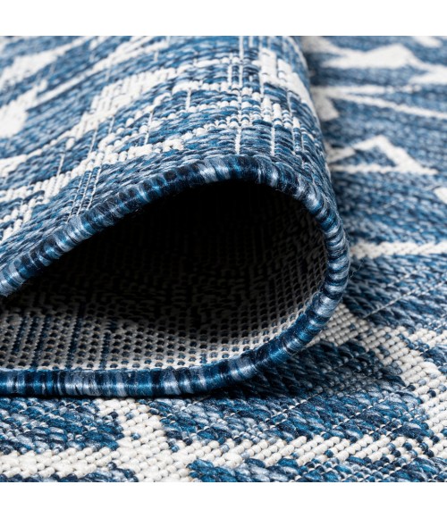 Tokay Bohemian Geometric Blue/Ivory 2 ft. x 10 ft. Indoor/Outdoor Runner Rug