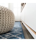Tokay Bohemian Geometric Blue/Ivory 2 ft. x 10 ft. Indoor/Outdoor Runner Rug