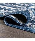 Tokay Bohemian Geometric Blue/Ivory 2 ft. x 10 ft. Indoor/Outdoor Runner Rug