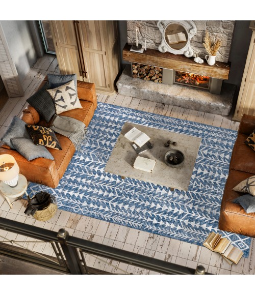 Tokay Bohemian Geometric Blue/Ivory 8 ft. x 10 ft. Indoor/Outdoor Area Rug