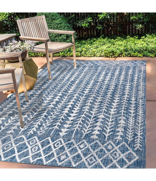 Tokay Bohemian Geometric Blue/Ivory 8 ft. x 10 ft. Indoor/Outdoor Area Rug