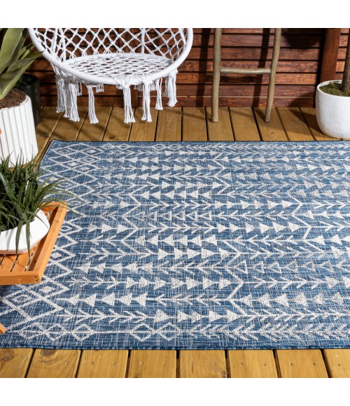 Tokay Bohemian Geometric Blue/Ivory 8 ft. x 10 ft. Indoor/Outdoor Area Rug