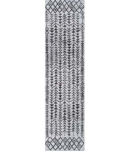 SANTA MONICA Area Rug Tokay Bohemian Geometric Ivory/Black 2 ft. x 10 ft. Indoor/Outdoor Runner Rug