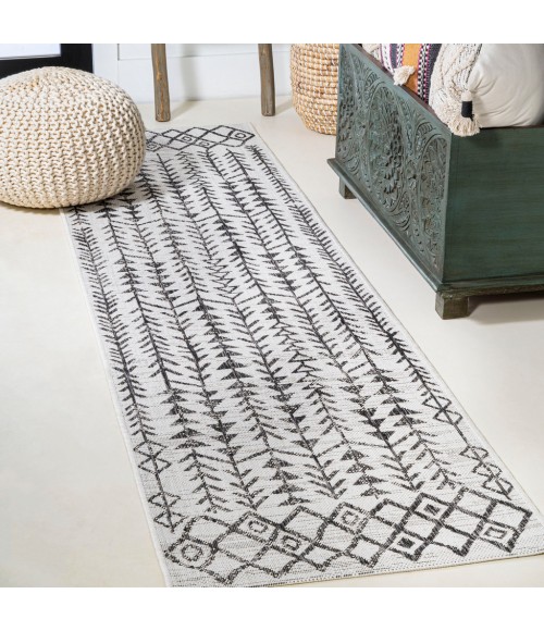 SANTA MONICA Area Rug Tokay Bohemian Geometric Ivory/Black 2 ft. x 10 ft. Indoor/Outdoor Runner Rug