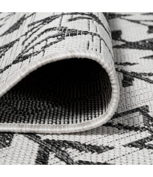 SANTA MONICA Area Rug Tokay Bohemian Geometric Ivory/Black 2 ft. x 10 ft. Indoor/Outdoor Runner Rug