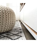 SANTA MONICA Area Rug Tokay Bohemian Geometric Ivory/Black 2 ft. x 10 ft. Indoor/Outdoor Runner Rug