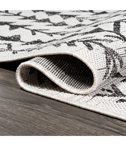 SANTA MONICA Area Rug Tokay Bohemian Geometric Ivory/Black 2 ft. x 10 ft. Indoor/Outdoor Runner Rug