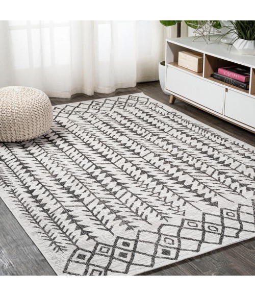 SANTA MONICA Area Rug Tokay Bohemian Geometric Ivory/Black 3 ft. x 5 ft. Indoor/Outdoor Area Rug