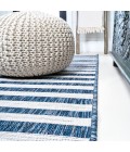 SANTA MONICA Area Rug Sukie Modern Offset Stripe Blue/Ivory 2 ft. x 8 ft. Indoor/Outdoor Runner Rug