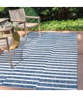 SANTA MONICA Area Rug Sukie Modern Offset Stripe Blue/Ivory 8 ft. x 10 ft. Indoor/Outdoor Area Rug