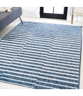 SANTA MONICA Area Rug Sukie Modern Offset Stripe Blue/Ivory 8 ft. x 10 ft. Indoor/Outdoor Area Rug
