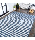 SANTA MONICA Area Rug Sukie Modern Offset Stripe Blue/Ivory 8 ft. x 10 ft. Indoor/Outdoor Area Rug