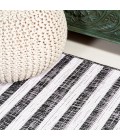 SANTA MONICA Area Rug Sukie Modern Offset Stripe Black/Ivory 2 ft. x 10 ft. Indoor/Outdoor Runner Rug