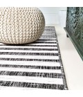 SANTA MONICA Area Rug Sukie Modern Offset Stripe Black/Ivory 2 ft. x 10 ft. Indoor/Outdoor Runner Rug