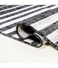 SANTA MONICA Area Rug Sukie Modern Offset Stripe Black/Ivory 2 ft. x 10 ft. Indoor/Outdoor Runner Rug