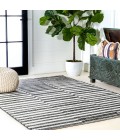 SANTA MONICA Area Rug Sukie Modern Offset Stripe Black/Ivory 3 ft. x 5 ft. Indoor/Outdoor Area Rug
