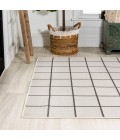 SANTA MONICA Area Rug Grid Modern Squares Cream/Black 8 ft. x 10 ft. Indoor/Outdoor Area Rug