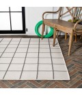 SANTA MONICA Area Rug Grid Modern Squares Cream/Black 8 ft. x 10 ft. Indoor/Outdoor Area Rug