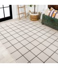 SANTA MONICA Area Rug Grid Modern Squares Cream/Black 8 ft. x 10 ft. Indoor/Outdoor Area Rug