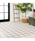 SANTA MONICA Area Rug Grid Modern Squares Cream/Black 8 ft. x 10 ft. Indoor/Outdoor Area Rug