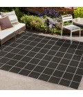 SANTA MONICA Area Rug Grid Modern Squares Black/Cream 8 ft. x 10 ft. Indoor/Outdoor Area Rug