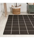 SANTA MONICA Area Rug Grid Modern Squares Black/Cream 8 ft. x 10 ft. Indoor/Outdoor Area Rug