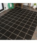 SANTA MONICA Area Rug Grid Modern Squares Black/Cream 8 ft. x 10 ft. Indoor/Outdoor Area Rug