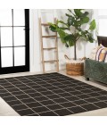 SANTA MONICA Area Rug Grid Modern Squares Black/Cream 8 ft. x 10 ft. Indoor/Outdoor Area Rug