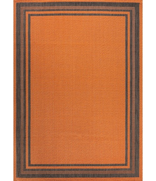 SANTA MONICA Area Rug James Modern Border Stripe Orange/Dark Gray 5 ft. x 8 ft. Indoor/Outdoor Area Rug