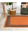 SANTA MONICA Area Rug James Modern Border Stripe Orange/Dark Gray 5 ft. x 8 ft. Indoor/Outdoor Area Rug