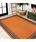 SANTA MONICA Area Rug James Modern Border Stripe Orange/Dark Gray 5 ft. x 8 ft. Indoor/Outdoor Area Rug