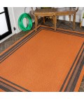 SANTA MONICA Area Rug James Modern Border Stripe Orange/Dark Gray 5 ft. x 8 ft. Indoor/Outdoor Area Rug