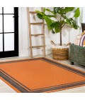 SANTA MONICA Area Rug James Modern Border Stripe Orange/Dark Gray 5 ft. x 8 ft. Indoor/Outdoor Area Rug