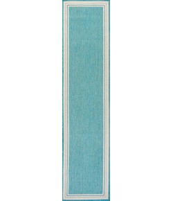 Jonathany Santa Monica SMB201B Aqua/Beige Area Rug 2 ft. X 8 ft. Runner
