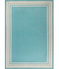 SANTA MONICA Area Rug James Modern Border Stripe Aqua/Beige 4 ft. x 6 ft. Indoor/Outdoor Area Rug