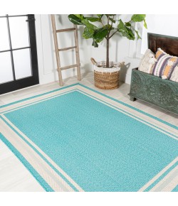 Jonathany Santa Monica SMB201B Aqua/Beige Area Rug 4 ft. X 6 ft. Rectangle