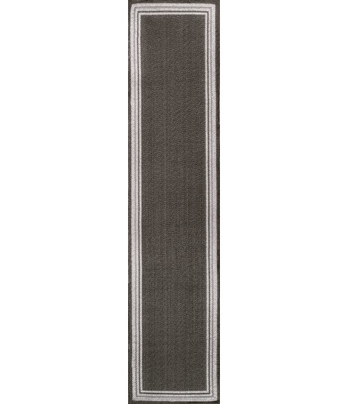 SANTA MONICA Area Rug James Modern Border Stripe Black/Cream 2 ft. x 8 ft. Indoor/Outdoor Runner Rug