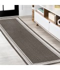 SANTA MONICA Area Rug James Modern Border Stripe Black/Cream 2 ft. x 8 ft. Indoor/Outdoor Runner Rug