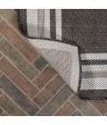 SANTA MONICA Area Rug James Modern Border Stripe Black/Cream 2 ft. x 8 ft. Indoor/Outdoor Runner Rug