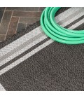 SANTA MONICA Area Rug James Modern Border Stripe Black/Cream 2 ft. x 8 ft. Indoor/Outdoor Runner Rug