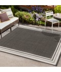 SANTA MONICA Area Rug James Modern Border Stripe Black/Cream 5 ft. x 8 ft. Indoor/Outdoor Area Rug