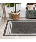 SANTA MONICA Area Rug James Modern Border Stripe Black/Cream 5 ft. x 8 ft. Indoor/Outdoor Area Rug