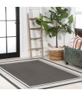 SANTA MONICA Area Rug James Modern Border Stripe Black/Cream 5 ft. x 8 ft. Indoor/Outdoor Area Rug