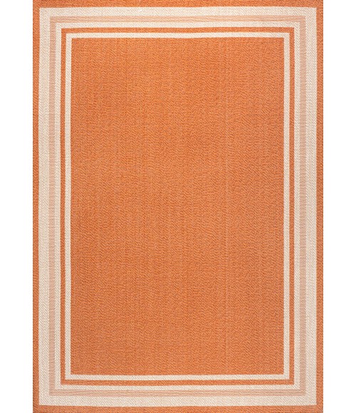 James Modern Border Stripe Orange/Cream 4 ft. x 6 ft. Indoor/Outdoor Area Rug