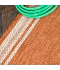 James Modern Border Stripe Orange/Cream 2 ft. x 8 ft. Indoor/Outdoor Runner Rug