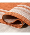 James Modern Border Stripe Orange/Cream 2 ft. x 8 ft. Indoor/Outdoor Runner Rug