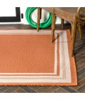James Modern Border Stripe Orange/Cream 4 ft. x 6 ft. Indoor/Outdoor Area Rug